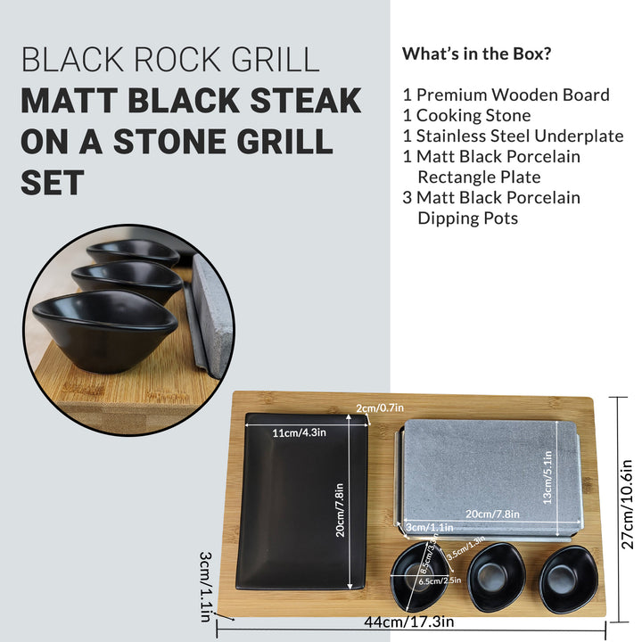 Black Rock Grill Matt Black Steak Stones Cooking Set