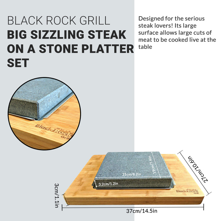 Black Rock Grill Big Sizzling Steak Stones Platter Set
